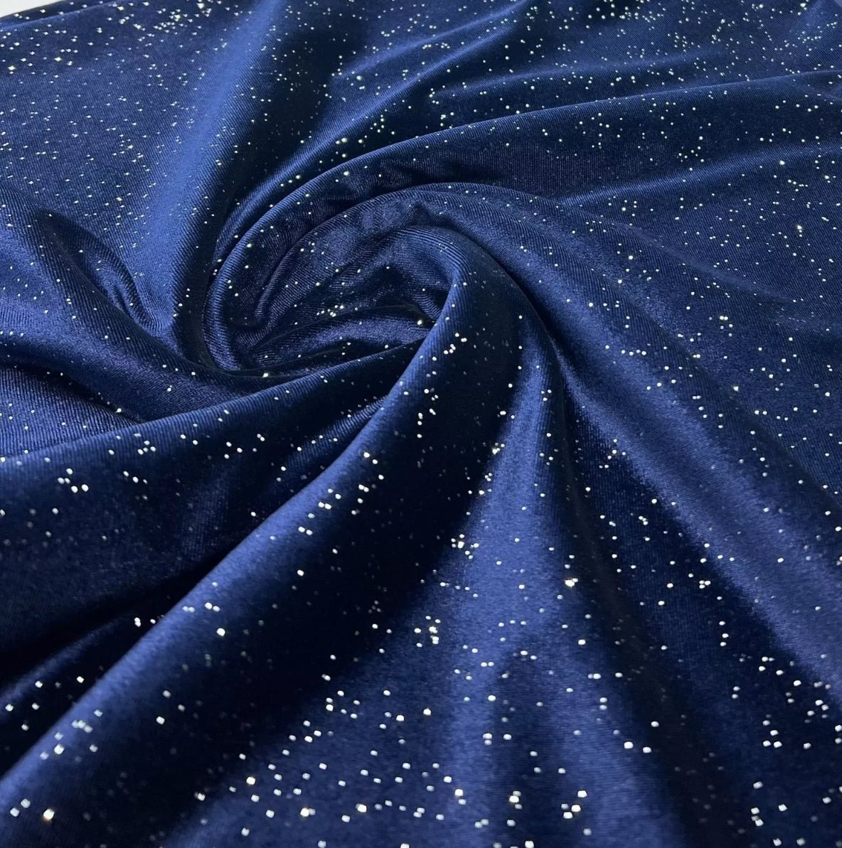 Plain Navy Sparkle Glitter Velour Fabric - T9 Fabrics
